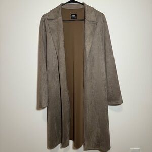 Zara faux suede coat with pockets